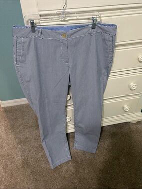 Talbots Navy and White Pinstripe “WeekendChino” Pants 14W